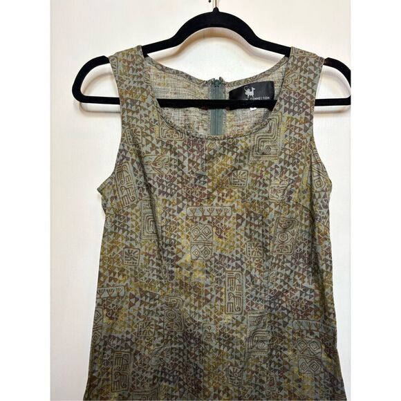 Peruvian Connection Green Tribal Print Cotton Midi Dress size 6 NWOT - Picture 2 of 10